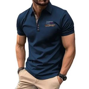 Herren Polos New Summer Fashion T-Shirt Herren Button Down Flip Kragen Sport Polo atmungsaktives Top Tomny Q240509