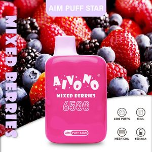 Hot Sale Sale Fruit Sabor Disponível Vapes Mesh Bobina 6500Puffs Aivono Puff Vape Box Recarregável Disponível E Cigarro E