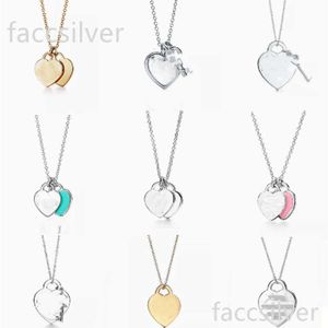 2024 Netlaces Classic 925 Sterling Silver Necklace Double Heart Necklace Man Women Party Gdeting Jewelry Hights Y220314 Gifs