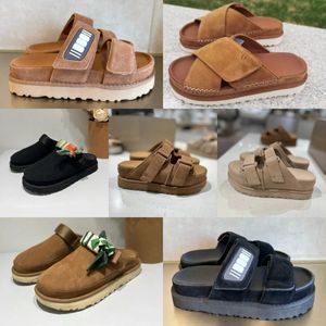 2024 NY DESIGNER Black Brown Sandals Outdoor Sand Beach Rubber Slipper Fashion Casual Tunga Bottomed Buckle Sandal Leather Sports Sandaler Storlek 35-44