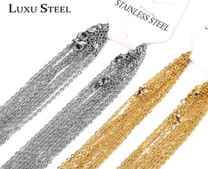 Necklaces Pendants Luxusteel Gold Chain 10pcslot 2mm1mm Stainless Steel Rolo Link Cuban Tennis Necklace Diy Jewelry6296249