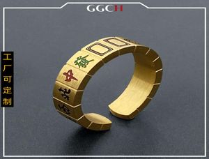 Tretton Yao Mahjong Creative Fashion Titanium Steel Open Ring Men039s och Women039S Trend Personality Versatile Ring Jewelr5143122