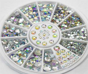 DIY Nail Art Wheel Tips Crystal Glitter Rhinestone 3D Nails Decoration white AB Color Acrylic Diamond Drill1186966