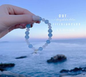 2022 Buona fortuna Natural Crystal Safety Bracciale Aquamarine Bracciale INS non cade acqua Retrograde Braccialetti di compleanno Retrogrado 6896029