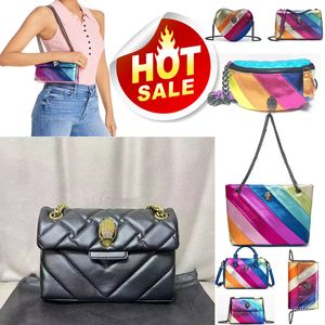 Retroes projektant Kurt Geiger Eagle Heart Rainbow skórzana torba na torba dla kobiet na ramię Crossbody Torebka podróżna ze srebrnym łańcuchem popularny styl