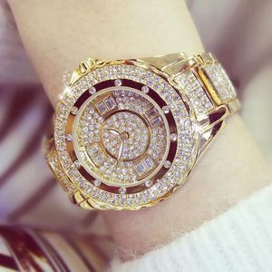 Siostra Pszczoła zegarki z Diamond Crystal Gold Watch Dam Luksusowe zegar na rękawocze