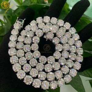 Wuzhou Factory Price Hip Hop Necklace S Sier Gra VVS Moissanite 10mm Tennis Tennis Link Chain med Pendant