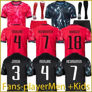 2024 Nova Coréia do Sul Son Soccer Jersey Red Black Fan Player Heung Min Son Kang na equipe nacional de Lee 24 25 camisa Kit Kit Kit Set 2025 Home Away Men Men Uniform Coréia