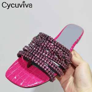 Slippers Sexy Rhinestone Flat Women Flip Flops Summer Crystal Shoes Ladies Gold Silver Sandals Mules Beach For