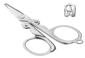 Portátil Scissors Mini dobrável Scissors dobráveis ​​TROLEGIRA Viagem Color Silver Utility Hike Ferramenta de aço inoxidável5052649