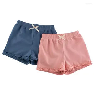 Shorts Summer Kids Elastic Waist Solid Color Girls Briefs Wtih Bow Soft Short Beach Pants For Children's Underwear 2-9Y