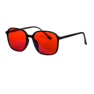 Sunglasses Frames SHINU Y2k Style Glasses Men Women Square Shape Red Lens For Sleep Blue Light Blocking Orange Computer Gaming