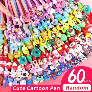 60Pcs/Lot Cute Stationery Cartoon Gel Pen 0.5mm Black Ink Kawaii Pens For School Office Supplies Neutral Replaceable Refill