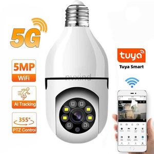 كاميرات IP Tuya 5g WiFi Bulb Camera 5MP 3MP السلامة الداخلية السلامة ثنائية الاتجاه التتبع التلقائي الرؤية الليلية E27 قاعدة MINI PT CAMPARY D240510