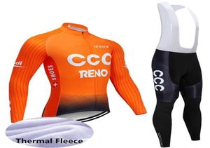 2020 Equipe de inverno Novo CCC Térmico Fleece Ciclista Jersey Bike Set