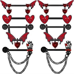 Nippelringar röd bat bröstvårtan piercing set 14g sexig spindelnippelring pack för kvinnor söta bröstvårtor piercing smycken bulk kropp piercing pezon lot y240510