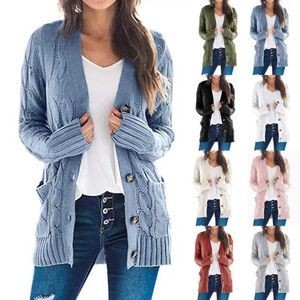 Damen Strick Tees Herbst 2020 Offener Strick vorne mit Strickjacken Pocket Pocket Jacket Womens Clothingl2405