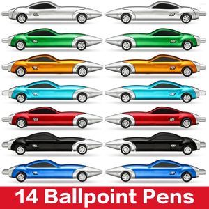 14pcs Cartoon Ballpoint ручка 1,0 мм маслянистый синий пополнение мяч Пластиковой автомобиль форма игрушка подпись на инструмент школ школьный офис