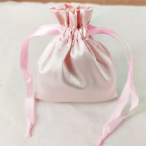 3Pcs Gift Wrap 50PCS Pink Silk Gift Bags Satin Packaging Bags for Business Jewelry Hair Party Candy Makeup Eyelash Drawstring Sachet Print