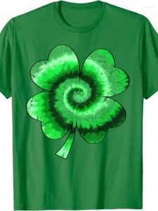 Camiseta feminina 2024 Top Top St. Patrick's Print Clover de mangas curtas de mangas curtas