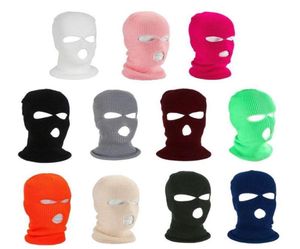 Vinter varm full ansikte täcker motorcykel skidmask hatt 3 hål balaclava armé taktisk cs vindtät stickad mössor hattar kör caps2246034