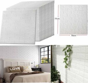 Väggpapper 10 Packar 3D Brick Wall Stickers Selfadhesive Panel Decal PE Wallpaper Peel and Stick Wall Panels för TV Walls6936055