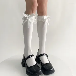 Mulher Socks School Girl Long bezerro de bezerro de bowknot Knee Alwards