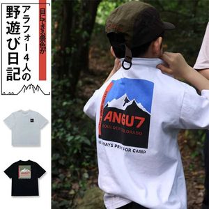 T-Shirts Childrens Clothing 2024 Sommer New Japan Outdoor Jungen kurzärmelig T-Shirt Childrens Lose atmungsaktiven Baumwolltopl2405