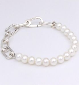 Me Freshwater Cultured Pearl Armband Chain Jewelry 925 Sterling Silver Armband Women Charm Pärlor Set för P med logotyp Ale Bangle Birthday Present 599694C012522810