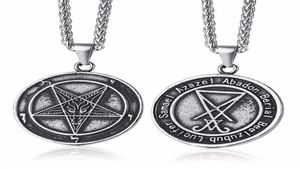 Jóias variadas de estilo Satânico Lúcifer Pentagrama Baphomet Amulet Goat Satanás Wiccan Satanismo Pingente colar de aço inoxidável 28234575275