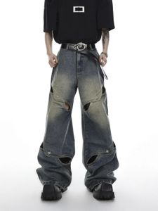 Houzhou Wide Leg Jeans Jeans Pants Men Streetwear Беспокойные джинсовые брюки Мужские негабаритные изделия. Случайный корейский хип -хоп 240430