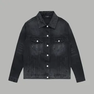 BLCG Lencia Denim Jacke Herren und Frauenmantel lässige Baumwoll-Turnhalterkragen Langarm Denim Bomber Jacken für Mann 12002