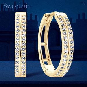 Çember küpeler 14k altın kaplama kadınlar için gerçek s925 gümüş moissanit elmas 2024 trend ince mücevher hediyesi