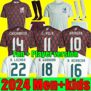 メキシコ2024コパアメリカラウルチチャリトサッカージャージ2024ロザノドスサントス24 25 H.lozano Menキッズフットボールシャツユニフォームファンプレーヤーバージョン