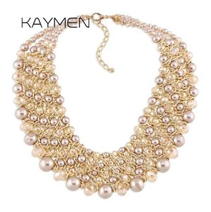 Kaymen Handgjorda Crystal Fashion Halsband Golden Plated Chains Beads Maxi Statement Necklace For Women Party Bijoux NK01561 2202121361652