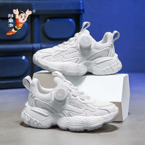 Astro Boy Boys 'Sports 2024 Summer Running Children's Mesh Small White Roting Buckle Solid Color Dad Shoes