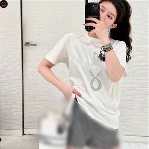 Women's Plus Size T-shirt Designer Brand New Korean Version Versatile Slim Fit Number Letter Printing Round Neck Pure Cotton Pullover Short Sleeve Fashion E39U