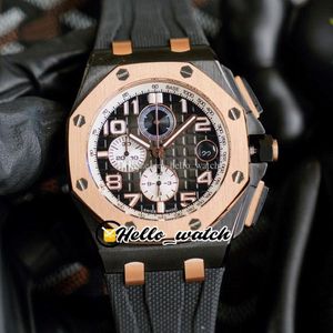 3A 44 mm Gents orologi Miyota Quartz Chronograph Mens Watch Grey Texture Dialta Two Tone Rose Gold Pvd Black Steel Case Stop Watch Bubbe S 2655