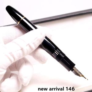Высококачественная черная / синяя 146 поршнево -фонтан -ручка административная офисная канцелярия мода каллиграфия чернила ручка без коробки