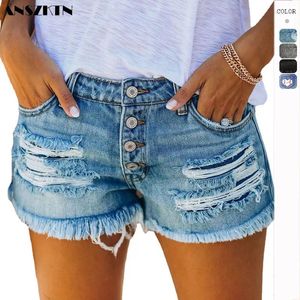 Kvinnors jeans Anszktn Designer Fashion Denim Trousers Tassel Sexig hög midja Korta byxor Summer Women Jean Shorts