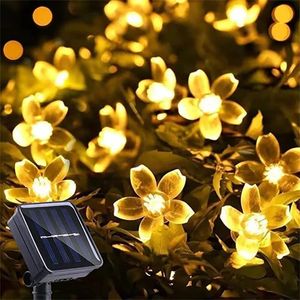 LED Solar Lights Outdoor Floral 5M/7M/12M String Flower Fairy Lights Garlands för julfest utomhusdekoration Vattentät