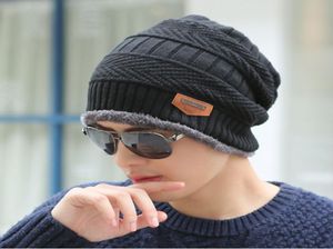 Unisex caps kvinnor män vinter stickade hattar mössa päls baggy ull cap skalle slouchy varm skidhat1922748