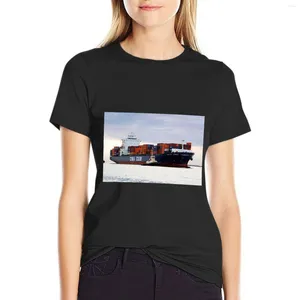 Frauenpolos Container Cargo Ship und Tug T-Shirt Vintage Clothes Dame süße T-Shirts für Frauen