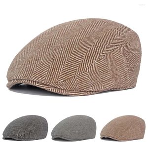 Berets Men Wool Sboy плоская зимняя шляпа достигла пика плющ