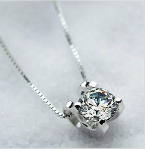 Jóias de marca White Sapphire Stone Cubic Zirconia Pingente 925 Colar de prata para mulheres 6349833