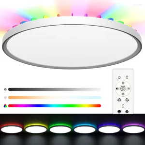 Taklampor RGB LED-lampan med fjärrkontroll 24W 2400 lm 2700k-6500k badrum dimbar bakgrundsbelysning vattentät färg CE