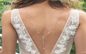 Łańcuchy efily kryształ kryształowy łańcuch negocjalny dla kobiet do sukienki bez pleców biżuteria srebrna kolor srebrna