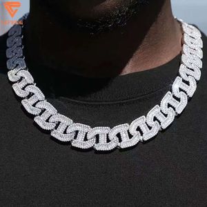 17 -миллиметровое ожерелье Moissanite 925 Silver Hip Hop Iced Out Vvs Diamond Baguette Cuban Link Chain