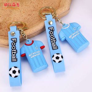 keychains lanyards Cross border football star jersey keychain, drip glue soft rubber car personalized boy bag key pendant