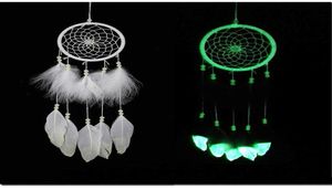 Indie Fluorescencja DreamCatcher z piórami Noctilucous Wind Chimes wiszący wisiorek Warzenie Łapacz Moda ślub świąteczny GI3727542